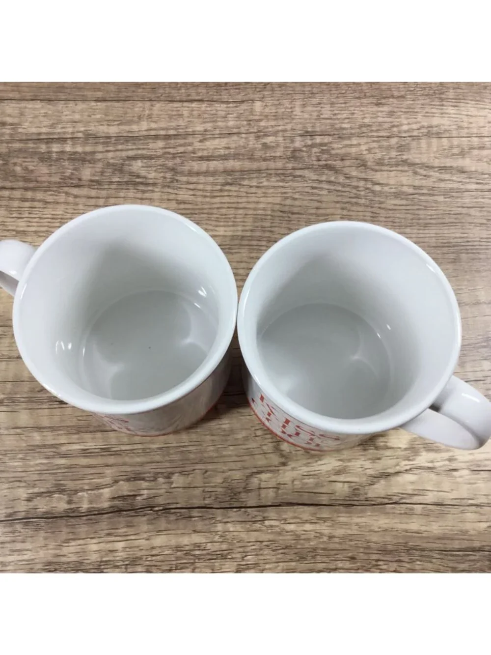 Kiss The Cook Red White Ceramic Coffee Mugs Set Of 2 Farmhouse Kitchen Drinkware